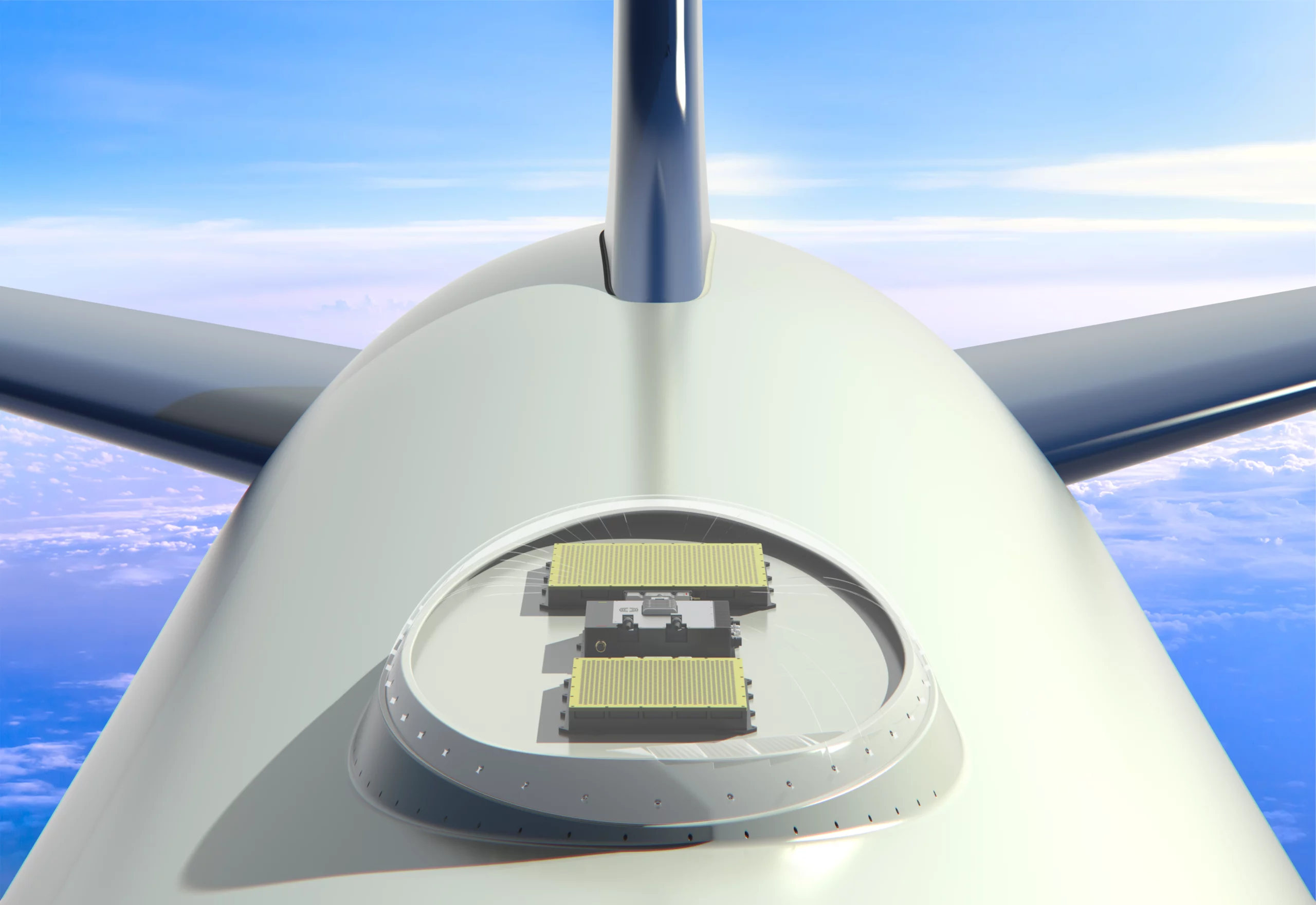 Airborne satcom antenna on airplane