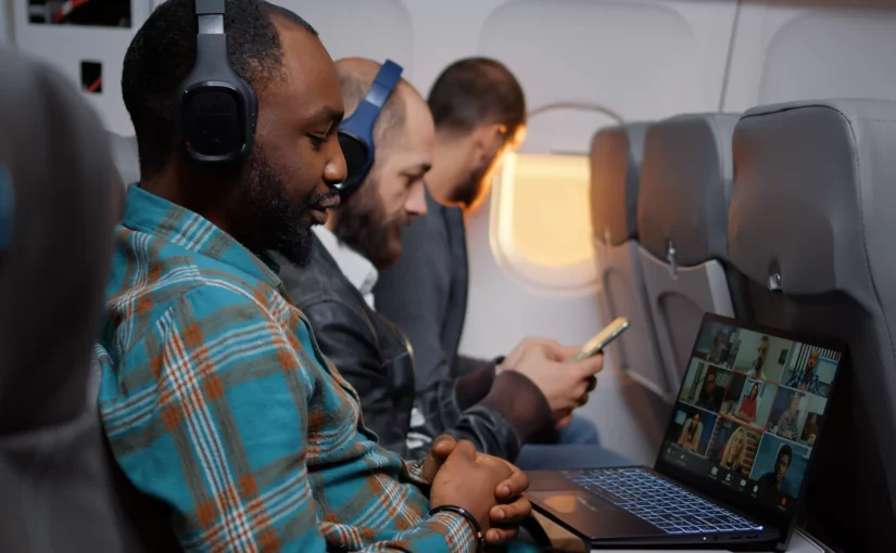 In-flight connectivity talking videocall-conference