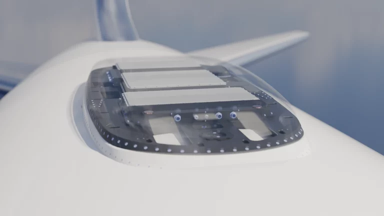 In-flight connectivity terminal Aero Blade Mounted on Airplane